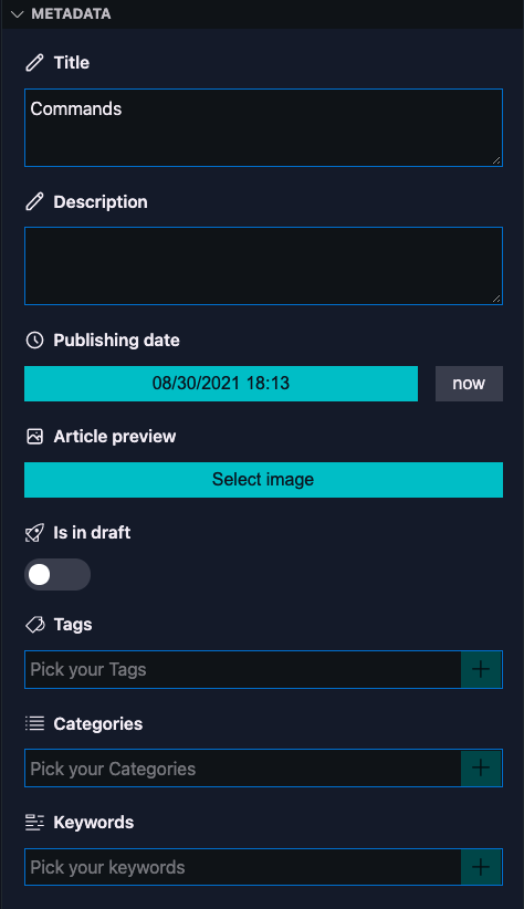 Default content type fields