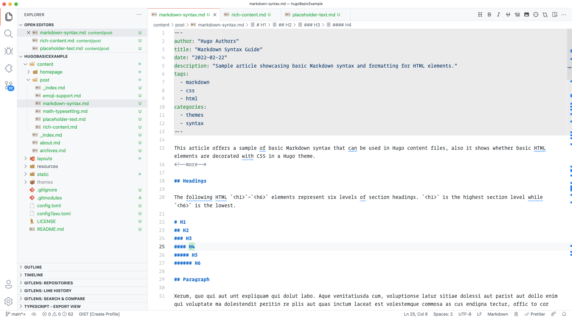Opening your Hugo project in VS Code