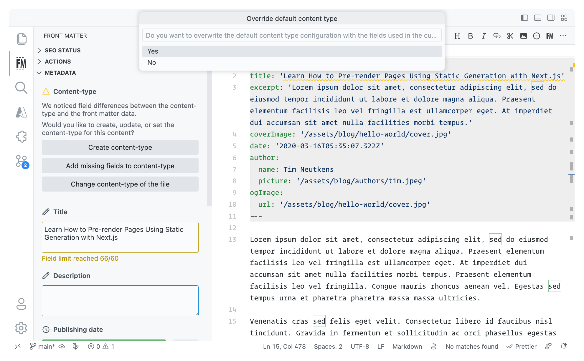Create content-type button