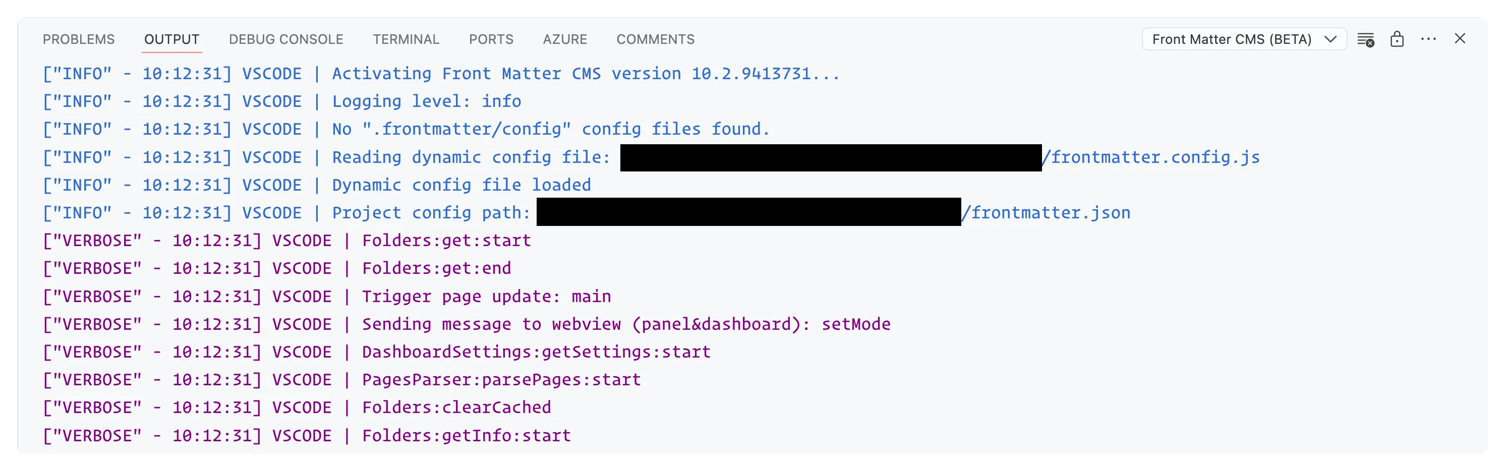 Troubleshooting - Show the output of what the extension has been performing