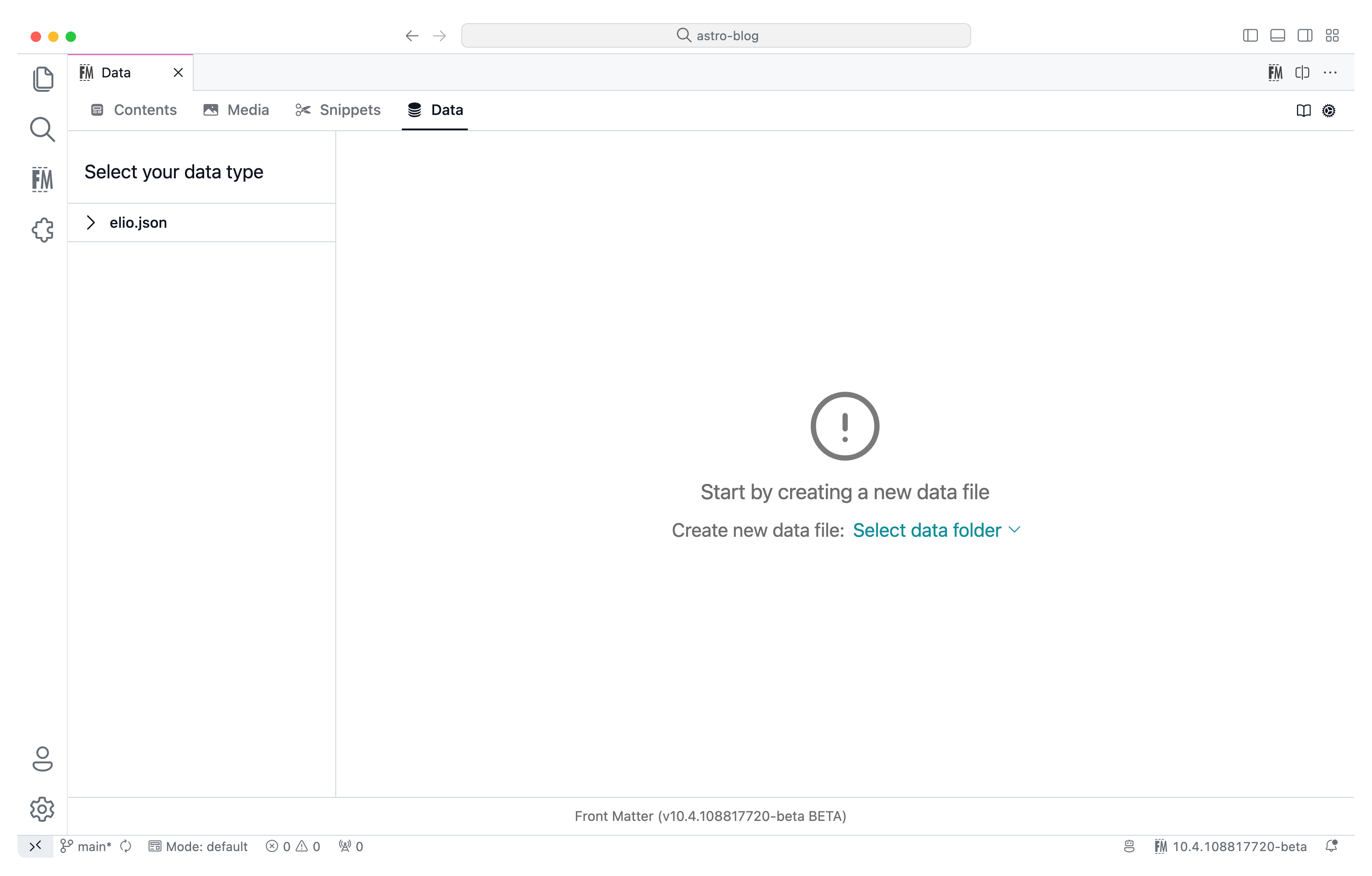 Data dashboard - Data files view